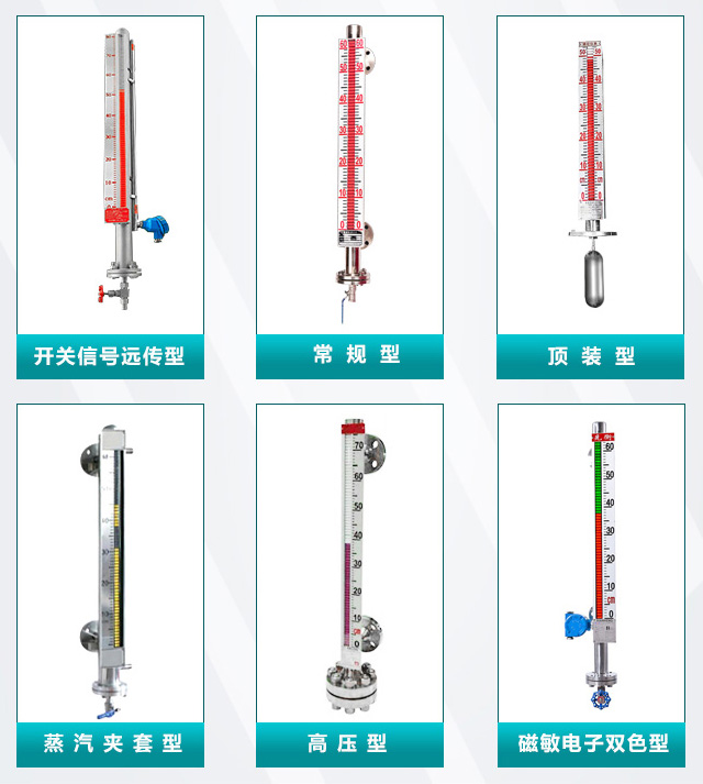 頂裝磁翻柱液位計產品分類圖